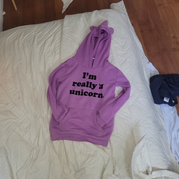 George: Girls 7/8 Purple Unicorn hoodie - Picture 2 of 5